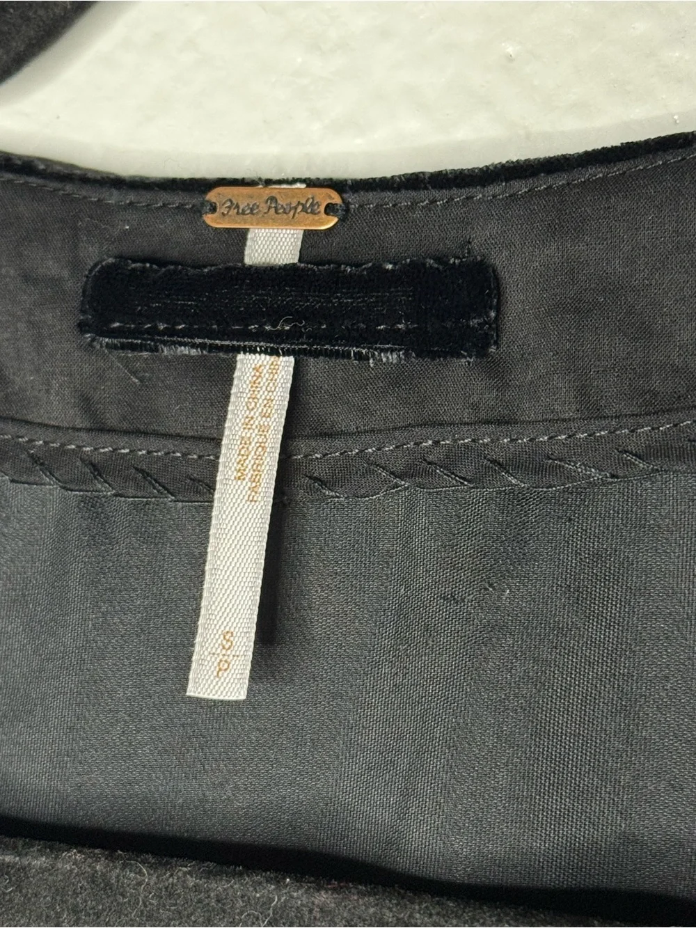 Free People Black Velvet Cropped Bolero Jacket Blazer Structured Shoulders Sz S